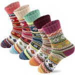 LKV Womens Winter Socks Gift Box Free Size Thick Wool Socks Soft Warm Casual Socks for Women Socks Christmas Socks 5 Pairs