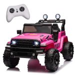 LUIBAS 24V Kids Ride On Car, Off-Road UTV Battery Powered Ride On Truck with Parent Remote Control, Kids Electric Vehicle Ride on Toy for Boys and Girls w/ MP3 Player, Bluetooth, Pink