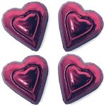 Madelaine All Natural 72% Dark Chocolate Hearts Wrapped In Deep Burgundy Italian Foils (12 OZ)