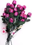 Madelaine Chocolate One Dozen Sweetheart Roses - Premium 1/2 OZ Solid Milk Chocolate Roses Wrapped in Italian Foils - Chocolate Flower Bouquet (Pink, 12 Pack)