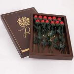 Madelaine Chocolate Roses Bouquet Gift Box - 12 Red Roses Chocolate Flowers; Valentines - Solid Milk Chocolate