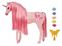 MGA Entertainment Dream Ella Candy Unicorn Cherry, Glitter Lollipop Themed Pink Unicorn Horse with 5 Candy Scented and Candy Shaped Hair Clips, Brush and Scratch 'N Sniff Tag, Gift for 3-8 Years