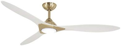 MINKA-AIRE F868L-SBR/WHF Sleek 60 Inch Smart Ceiling Fan with DC Motor and LED Light in Soft Brass Finish and Flat White Blades Compatible with Alexa, Nest, Ecobee, Google Home and iOS/Android App