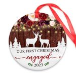 MUCHNEE Engagement Gifts for Couples Newlyed Fiance Fiancee, Our First Christmas Engaged Ornament 2023, Bride to Be, Newly Engaged Gift for Women Men Her Him, Engagement Christmas Ornaments 2023