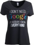 My Husband Knows Everything | Wife Women's V-neck T-shirt-(Vneck,M)