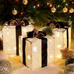 Nyche Designs Christmas Decorations Lighted Gift Boxes, Set of 3 Boxes with 60 LED Lighted for Christmas Tree Decorations Set, Outdoor Christmas Decorations Indoor Home Decor