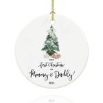 Our First Christmas as Mommy and Daddy Ornament 2023,New Mom and Dad Gifts First Time 2023, Ceramic Keepsake First Christmas as Parents Ornaments with Ribbon and Box