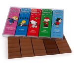 Peanuts Chocolate Christmas Variety Gift Pack, Snoopy Gourmet Bar Snack Set, Charlie Brown Gifts for Kids, 1.75oz 5-Bar Rich Belgian Chocolate Holiday Box Set, Kosher Candy, Prime Holiday Delivery