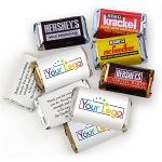 Personalized Candy Promotional Items Branded Logo Miniatures - Wrappers and Mini Chocolate Bars, (75 Count) - Custom Photo Favors for Your Wedding, Birthday, Baby Shower & More (Image: 0.9h x 1.46w in