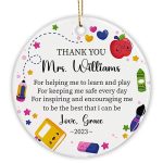 Personalized Thank You Teacher Ornament Xmas, Teacher Christmas Ornament 2023, Teacher Ornaments Gifts for Appreciation Graduation Birthday, Custom Teacher Christmas Tree Decor Ceramic Ornament