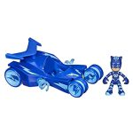 PJ Masks Catboy Deluxe Vehicle Preschool Toy, Cat-Car Toy with Spinning Super Cat Stripes and Catboy Action Figure for Kids Ages 3 and Up