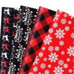 PlandRichW Christmas Wrapping Paper 12 Sheets Folded for Kids Boys Girls Men Women Gifts. Red, Black and White, Greetings, Reindeer, Plaid and Snowflakes, 20 X 29 Inches Each