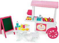 Playtime by Eimmie 18 Inch Doll Furniture - Ice Cream Cart and Dolls Accessories - Wooden Playsets - Fits American, Generation, My Life & Similar 14”-18” Girl Dolls Stuff - Girls Toys