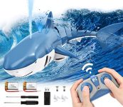 Remote Control Shark for Kids, Shark Pool Toys for 5+ Boys & Girls, 2x800mAh Rechargeable RC Boat with Light & Spray Water, 60Mins Playtime, One-Key Demo, Pool Lake Bathroom Toy - Birthday Gift