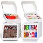 RomanticBaking 14pcs 9x9x2.5 Inches Bakery Boxes with Window Pie Boxes Breakable Heart Boxes Chocolate Covered Strawberries Boxes Cookies Boxes Cakesickle Boxes