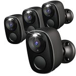 Rraycom 4Pack Security Cameras Outdoor Wireless, 2K Battery Powered Camera for Home Security, Cloud/SD(up to 256G), AI Motion Detection, Color Night Vision,2-Way Audio, Compatible with Alexa Black