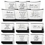 Sanwuta 48 Pieces Christmas Thanksgiving Thank Gifts Employee Appreciation Nurse Bulk Set 24 Makeup Bags Canvas Bags with 24 Thank You for Being Awesome Sign Keychains for Women Men Coworker Gift