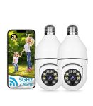 Security Camera 2K Light Bulb Security Cameras Wireless Outdoor 2pcs- 2.4/5G Hz WiFi 360° Motion Detection Cameras for Home Security Outside Indoor,Full-Color Night Vision,Siren Alarm,Indoor Camera