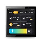 Smart Home Control Panel, Dimmer and Background Music Player, 4'' Switch Panel In-Wall Touchscreen Control for Various Tuya Smart Appliances, Black