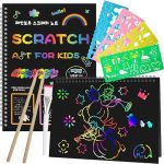 Smasiagon Scratch Paper Art Set for Kids, 2 Pack Scratch Off Art Notebook Crafts Gift for Kids Ages 3 4 5 6 7 8 9 10 Girls Boys Birthday Halloween Christmas Party Games DIY Favor Activity