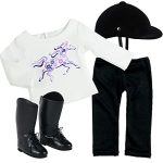 Sophia's 4 Piece Horseback Riding Outfit with Riding Helmet and Boots Set for 18'' Dolls, Black