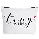 Teacher Appreciation Gifts Funny Babysitter Mom Gifts for Women Preschool Kindergarten Teacher Gift Daycare Teacher Supplies Christmas Gift Makeup Cosmetic Bag Travel Organizer Tiny Human Tamer