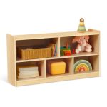 TOOKYLAND 5-Compartment Wooden Storage Cabinet, 2-Shelf Montessori Shelf Toy Organizers and Storage, Kids Classroom Organizer, Playroom, Daycare and Preschool Bookshelves