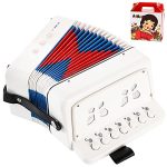 Tosnail Kids Accordion Toy 10 Keys Buttons Control Mini Musical Instruments for Children, Kids, Toddlers, Early Childhood Development - White