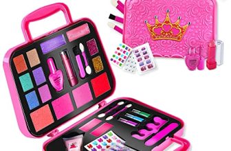Toysical Kids Makeup Kit for Girl - Real, Non Toxic Kids Makeup kit with Remover, Washable Toddler Makeup Kit - Princess Birthday Gift Pretend Play Makeup Vanity for Ages 3 4 5 6 7 8 9 10 Years Old