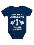 Tstars 1st Birthday Outfit Boy Girl One Year Old Gifts Awesome 1 Baby Bodysuit 18M Navy