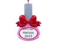 UniqXmas Personalized Nail Polish Christmas Ornament 2023 | Unique Keepsake Gift for Nail Tech Manicurist Nail Care & Art Lover Technician | Customized Xmas Tree Decoration Pink | Custom Name & Year