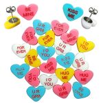 Valentines Day Candy Hearts Stud Earrings, Choose the Message Heart, Nickel Free Post Studs, Custom Valentine's Gift Candy Earrings