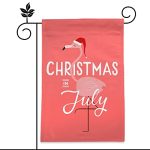 Welcome Christmas in July Flamingo Garden flag 12 x18 inch Double sided Printed, Double Sided Polyester Home Decorative Yard Flag Home Patio Lawn Outside Outdoor