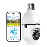 WESECUU Light Bulb Security Camera -5G& 2.4GHz WiFi 2K Security Cameras Wireless Outdoor Motion Detection and Alarm,Two-Way Talk,Color Night Vision,Human Detection, Bulb Camera Compatible with Alexa