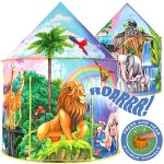 W&O Jungle Adventure Kids Tent with Jungle Call Button, Safari Animals, Pop Up Kids Play Tent for Boys & Girls, Outdoor & Indoor Tents for Kids