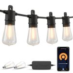 XMCOSY+ Outdoor String Lights 98FT Smart Dimmable Patio Lights, APP Control, Work with Alexa, IP65 Waterproof Outside Lights for Yard Porch with Shatterproof 30 LED Edison Bulbs