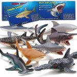 Yeonha Toys 8 Pack Shark Toys with Educational Booklet, Soft Plastic Realistic Shark Figure Set for Kid, Ocean Sea Animal Party Favor, Pool Bath Tub Toy for Toddler Child Boy Girl, Birthday Gift