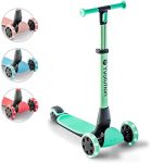 Yvolution Y Glider Nua Kick Scooters Three Wheeled, 4 Adjustable Height Glider with LED Flashing Light and Storage Hook, for Children Ages 3 Years and Up