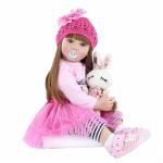 Zero Pam Pinky 24 inch 61cm Lovely Reborn Baby Girl Dolls Toddler Realistic Looking Life Like Baby Doll Vinyl Silicone Long Hair Babies Toy Gift