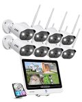 ZOSI 2K All in one Wireless Security Camera System with 12.5in LCD Monitor,8PCS 3MP Outdoor Indoor IP Cameras,2TB Hard Drive,100ft Night Vision,IP66 Weatherproof,for Home Business 24/7 Recording