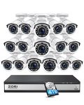 ZOSI H.265+ 16 Channel Security Camera System, DVR with Hard Drive 4TB and 16 x 1080p Surveillance CCTV Camera Outdoor Indoor with 120ft Night Vision,105°Wide Angle, Remote Access