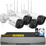 (120 Days Storage & 5.0MP PIR Detection) 2-Way Audio Dual Antennas Outdoor Security Camera System Wireless WiFi Home Security System 3K 5.0MP Video Surveillance with 4TB