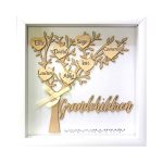 12x12 Grandchildren Shadow Box Kit - Family Tree Gift for Grandparents Grandma Grandpa with 7 Hearts and 40 Gems. Gift for Grandparents Grandchild Grandkid Nana Mimi Mothers Day