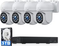 【2-Way Audio+3TB HDD】CAMCAMP 4K PoE Security Camera System, CCTV PTZ Camera Security System,5MP Home CCTV Cameras,8CH NVR,0 Monthly Fee, Color Night Vision, Motion Tracking,Spotlight&Siren,24/7 Record