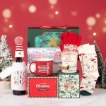 2023 Christmas Gifts for Women, Unique Holiday Gift for Women, Merry Christmas Gifts Basket Set with Christmas Wine Bottle Cover, Christmas Socks, Relaxing Candle Unique Christmas Gift Idea for Women…