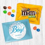 24ct It's a Boy Baby Shower Candy Favors Personalized Peanut M&M's Fun Size Bags (24 Pack) - Blue Foil - Fully Assembled (3x4 in) Birth Announcement Favor for Guests