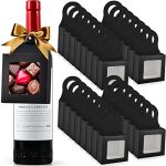 30 Pieces Kraft Paper Wine Bottle Box with Window Hanging Foldable Wine Boxes Gift Boxes Empty Wine Bottles for Decor Bottle Hanger Favor Box for holding Candy Truffles Chocolate Cookies (Black)