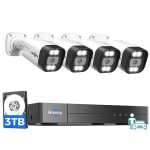 【3TB HDD+Human/Vehicle Detect】 Hiseeu 4K PoE Security Camera System, Home Surveillance Kits w/4Pcs 5MP IP Security Camera Outdoor&Indoor, 16Ch 8MP PoE NVR, Two Way Audio, Spotlight Alarm, 7/24 Record