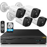 (4K/8.0 Megapixel & 130° Ultra Wide-Angle) 2-Way Audio PoE Outdoor Home Security Camera System, 4 Wired Outdoor Video Surveillance IP Cameras System 2TB