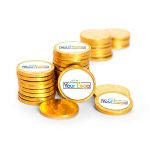 84ct Logo Candy Chocolate Coins with Company Logo Business Promotional Items (84 Pack) Personalized Tradeshow & Marketing Giveaways - Gold